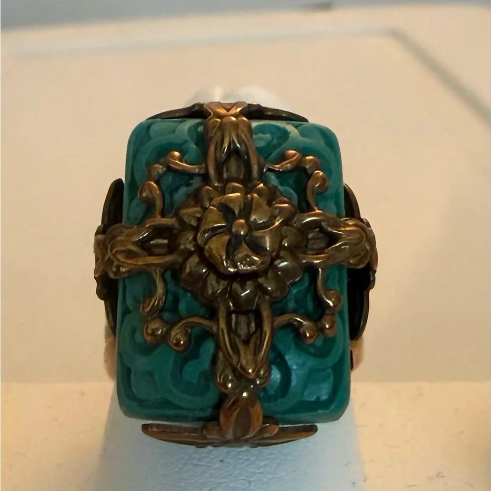 Turquoise Floral Filigree Statement Ring - Women Jewelry